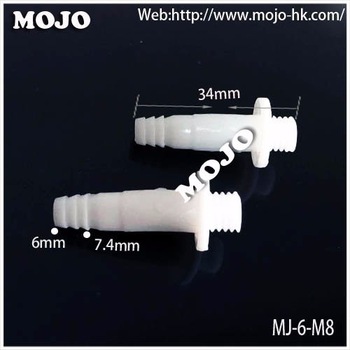 MJ-6-M8 PP straight type Wear plate bend Plastic hose connector mounting pipe quick connector