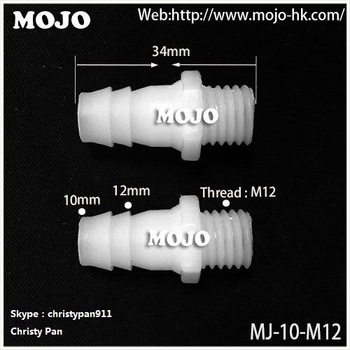 MJ-10-M12 PP straight type female rubber hose connector mounting pipe quick connector