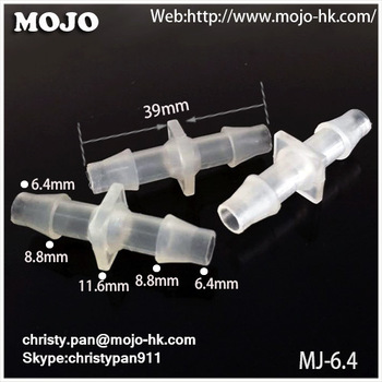 MJ-6.4 hose connector Straight hose diameter PP Transparent pipe fitting hose coupling