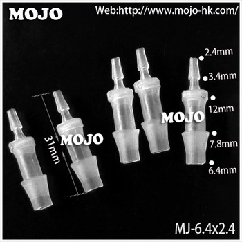 MJ-6.4X2.4 hose connector Straight hose diameter PP Transparent pipe fitting hose fitting