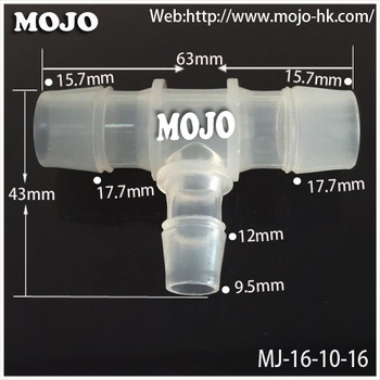 new style~~MJ-T16-10-16 reducing diameter length Pipe connector TEE type three way connector parts