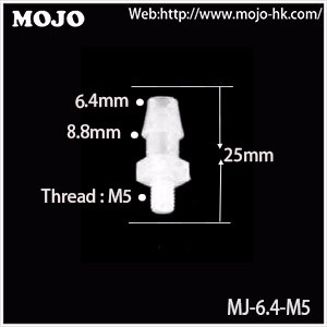 MJ-6.4-M5 PP straight type Wear plate bend Plastic hose connector mounting pipe quick connector