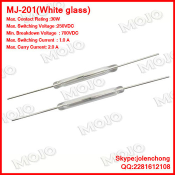 4x28mm 1A Normally Open Magnetic Sliver Contact White Glass Reed Switch