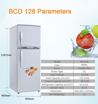 132l combo top freezer solar refrigerators