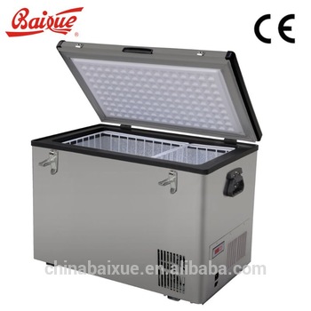 Potable AC DC 12V 24V mobile fridge freezer for camping use car RV or truck with solar panel