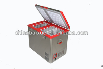 12V DC fridge double door deep freezer portable solar car freezer fridge 60L double door camping freezer