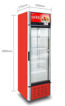single glass door upright beverage display showcase