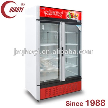 upright glass door supermarket soft drink cooler