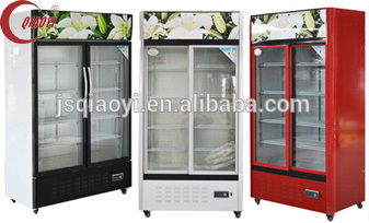 Glass door beverage supermarket display fridge