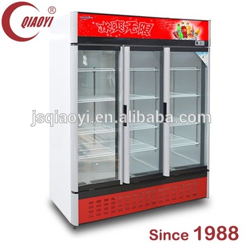 Glass door beverage supermarket display fridge