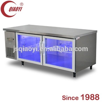 QIAOYI C economical type glass door prep table refrigerator freezer 470L