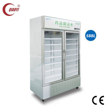 C0 glass door pharmaceuticals cabinet cooler 588L