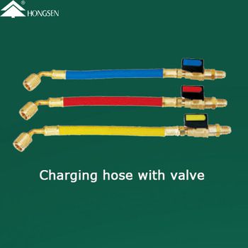 refrigerant charging hose with valve