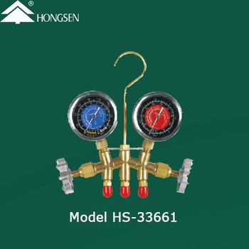 Hongsen C3771BD Copper R12 R22 R134a Manifold Gauge HS 33661 With 1 4 SAE