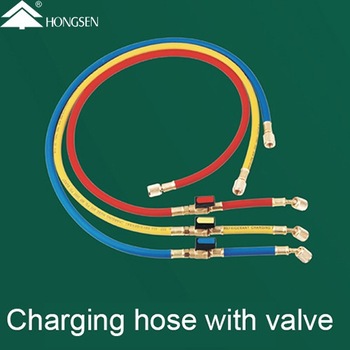 Three colours Charging Hose With Ball Valve Four Kinds Of Connection