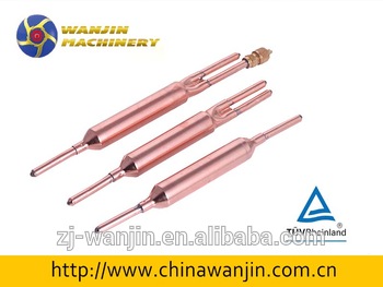 two inlets and one outlet copper welding filter drier with access valve used for air conditioner