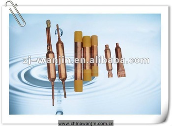 two inlets and one outlet copper welding filter drier with access valve used for air conditioner