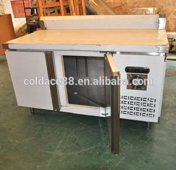 Prep table refrigerator Bench freezer SS worktable cooler with backsplash