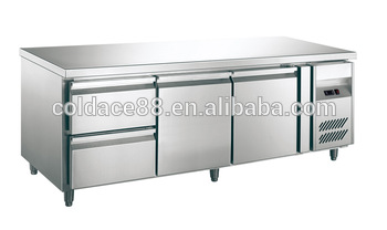 Custom drawer refrigerator side by side stainless steel workbench