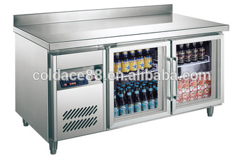 1 2m Commercial used workbench refrigerator with glass door