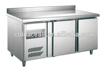 2 door Stainless steel workbench refrigerator 250L used under table freezer