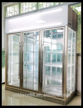 Flower upright showcase 3 glass doors with controler temperature