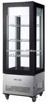 Four glass sides low temperature refrigerated display case