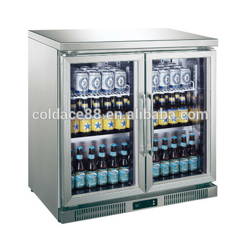 Two doors Pepsi can display fridge with PVC shelf for hotel used