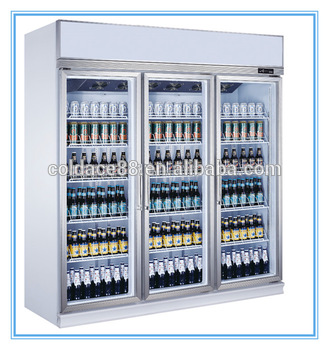 Three doors upright supermarket display refrigerator for drinks