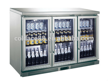 438L Beverage glass door display freezer 3 door glass freezer