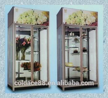 Flower potted plants display cooler with all round glass