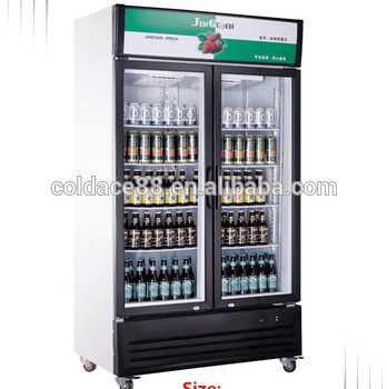 Upright glass single double door display commercial freezer