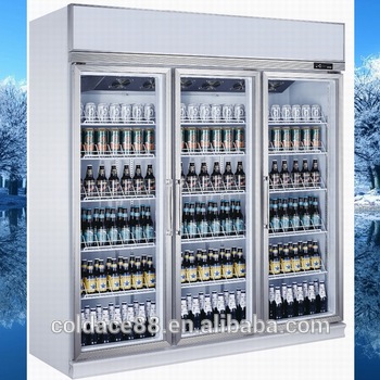 Supermarket glass door refrigerator cold soft drink showcase display cooler