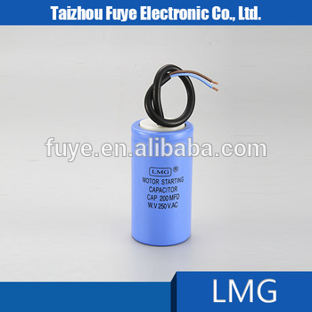 LMG Fuye high quality motor start capacitor with wires