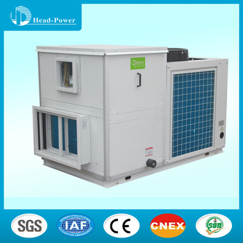 Air cooled condenser packaged DX rooftop unit