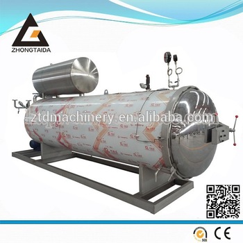 Horizontal Doule Vessels Water Immerse Autoclave/Sealed Can Drink Sterilization Basket Loading Machine