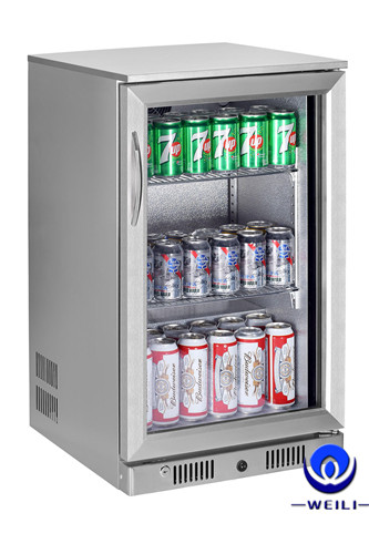 WEILI Stainless Steel 118L Single Glass Door Beer Back Bar Cooler Fridge