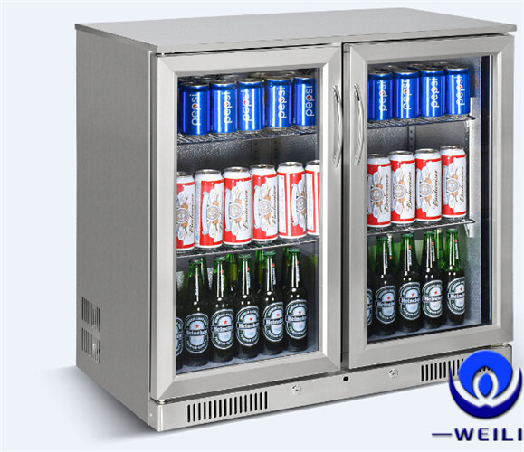 WEILI  SC-208F Stainless Steel Double  Glass Door Back Bar Cooler