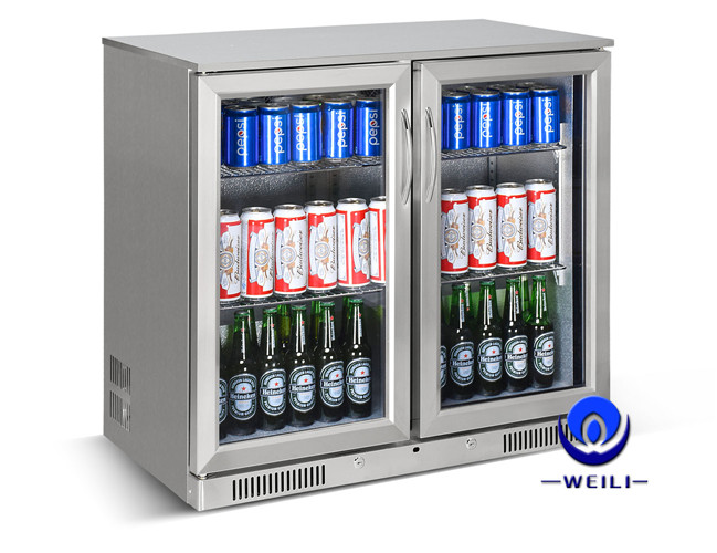 WEILI   228litres Single-temperature Style Stainless steel hot sale under counter cool bar refrigerator