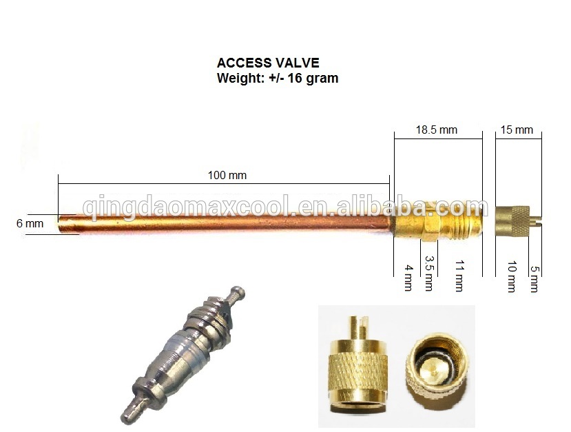Freezer refrigeration 1/4 access valve charging valve