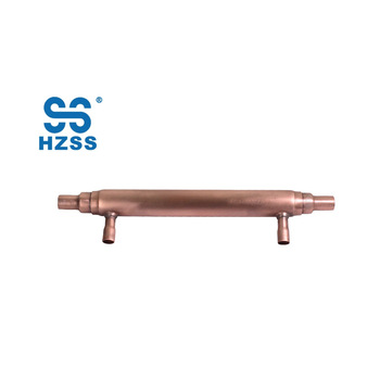 Hot sales single system small double copper tube in tube pipe coaxial heat pump heat exchanger economizer