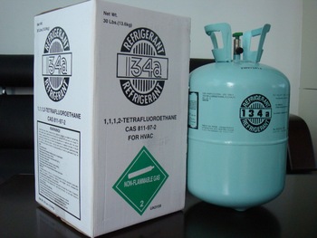 Gas R134a Refrigerant used to automotive air conditioning and air condition compressor