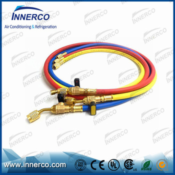 High quality pvc R134a brass fast flexible rubber air charging hose with ball valve