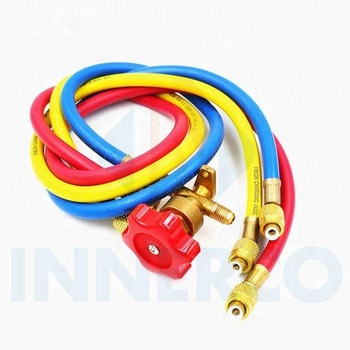 High quality pvc R134a brass fast flexible rubber air charging hose with ball valve