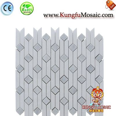 white marble strip mosaic tile