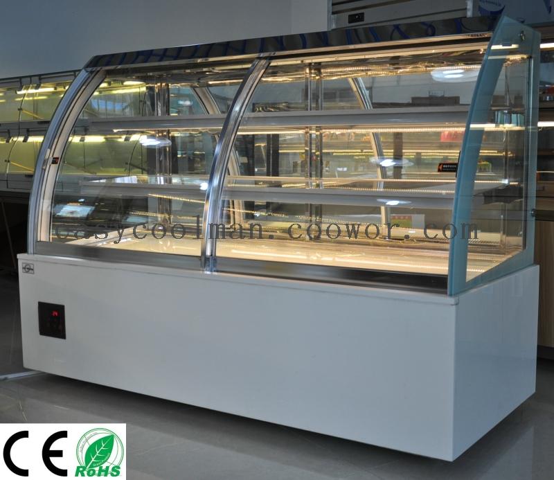 Front open pastry refrigerated counter, cake showcase refrigerator