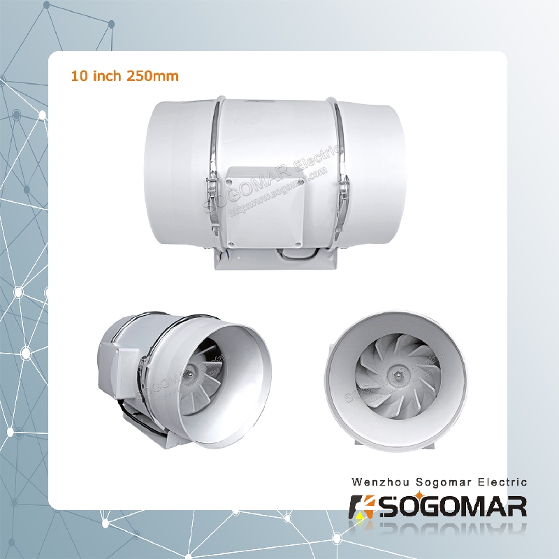plastic mixed flow inline duct fan 10 inch 250mm 220-240VAC 50Hz