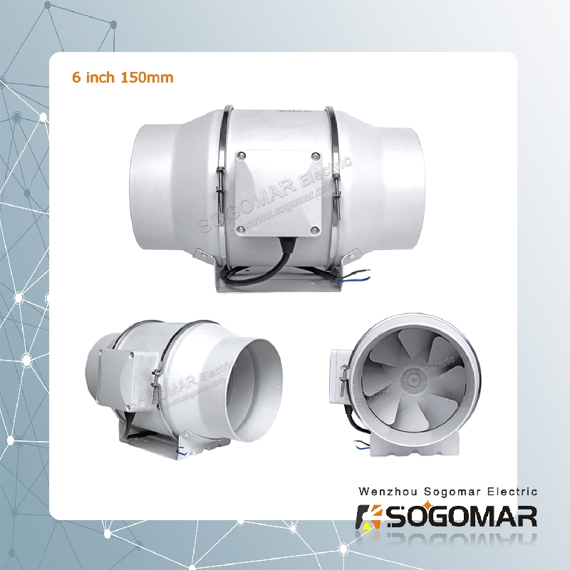 plastic mixed flow inline duct fan 6 inch 150mm 220-240VAC 50Hz