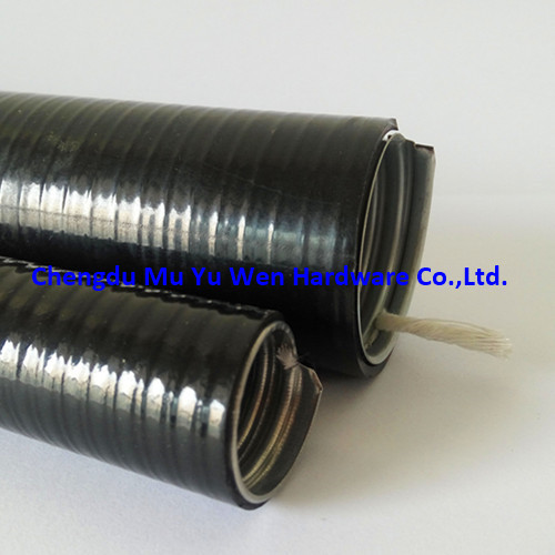 Water tight smooth PVC coated metallic flexible conduit with nylon cord packing