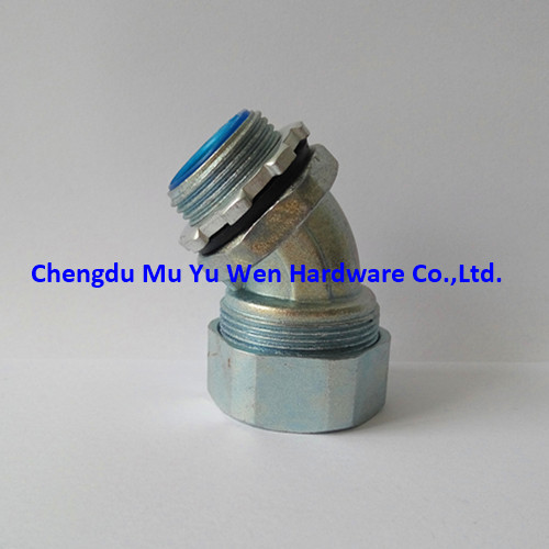 Zinc die cast 45 degree water tight metric thread fittings for metal flexible conduit